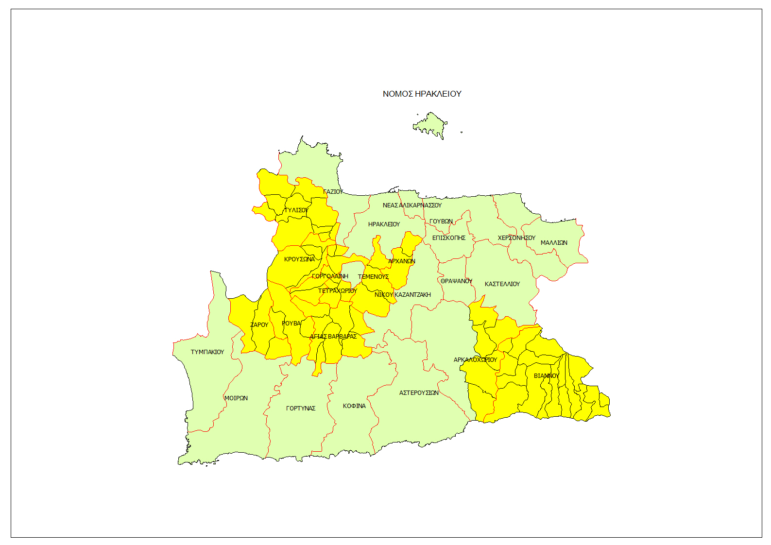 Χάρτης Περιοχής  Παρέμβασης Άξονα 3 - Ν. Ηρακλείου