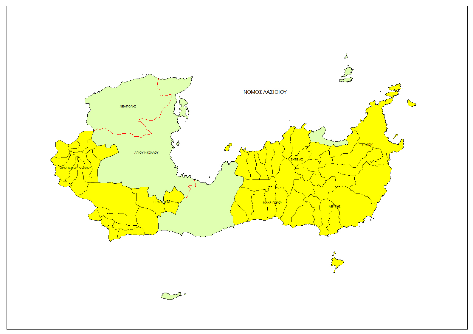 Χάρτης Περιοχής  Παρέμβασης Άξονα 3 - Ν. Λασιθίου